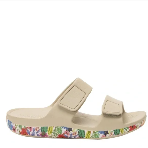 Algeria Orbyt Miami Beach Sandal‎ Tan in color w/ floral bottom Sz 10.5- 11 NEW - Picture 10 of 10